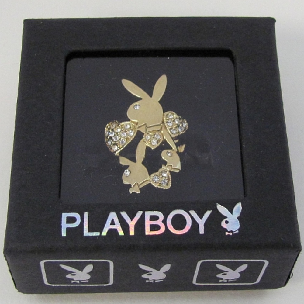 Playboy Ring Bunny Swarovski Crystal Hearts y2k xo